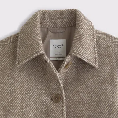 Abercrombie & Fitch Short Wool-blend Coat In Brown