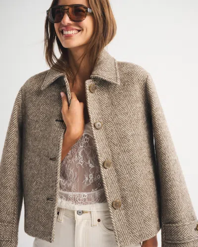 Abercrombie & Fitch Short Wool-blend Coat In Brown