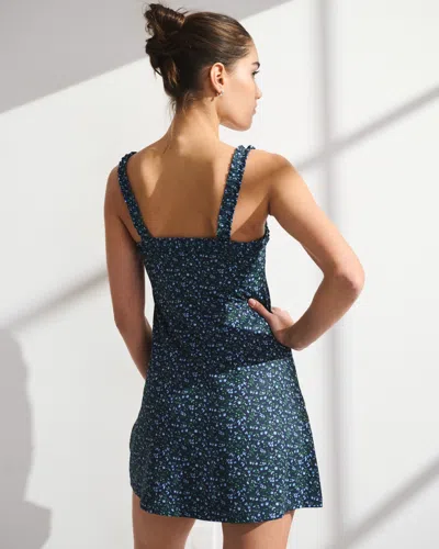 Abercrombie & Fitch Ypb Studioflex Scrunchie Strap Mini Dress In Blue