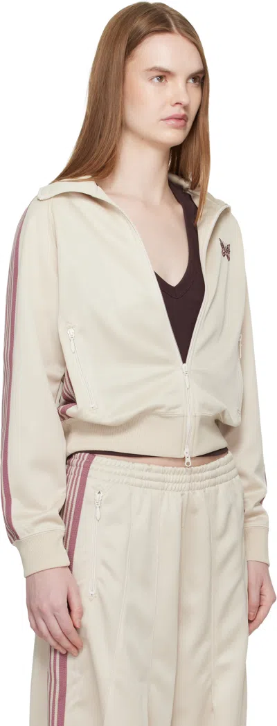 Needles Off White Poly Smooth Track Jacket In Neutral