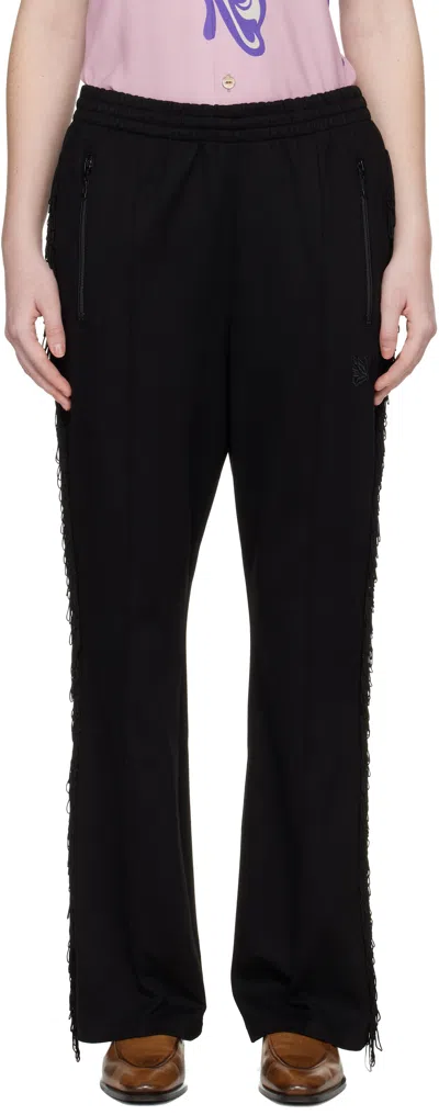 Needles Black Fringe Boot Cut Track Pants In Multi