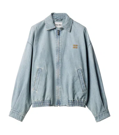 Miu Miu Stonewashed Denim Jacket In Blue