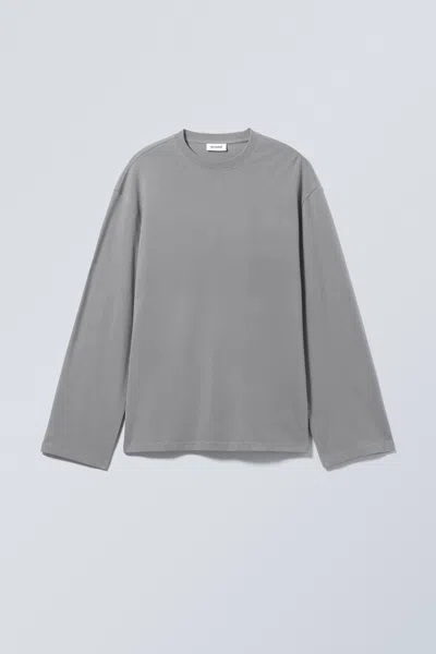 Weekday Lounge Oversized Long Sleeve Top In Gray