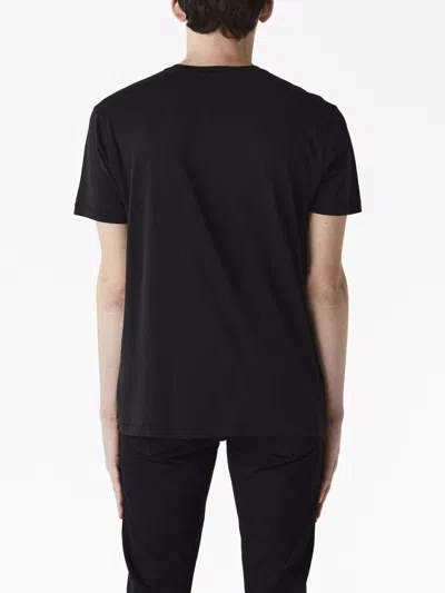 Tom Ford Black Crewneck T-shirt With Logo Embroidery On The Front In Cotton Blend Man In Black