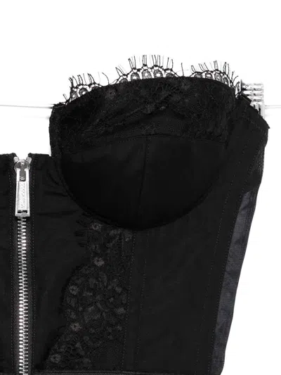Dsquared2 Strapless Lace Cropped Corset Top In Black