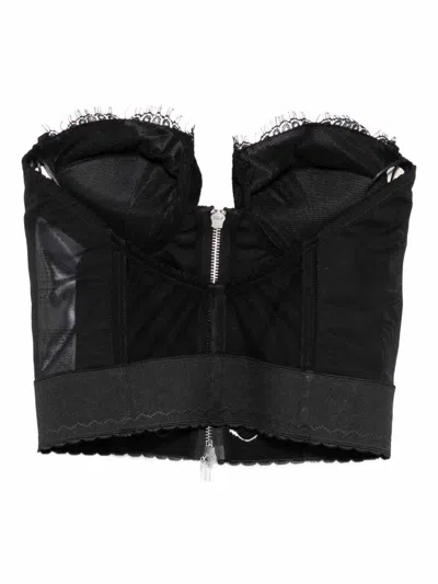 Dsquared2 Strapless Lace Cropped Corset Top In Black