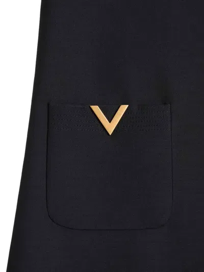 Valentino Silk And Wool Blend Short Sleeve Dress In Black