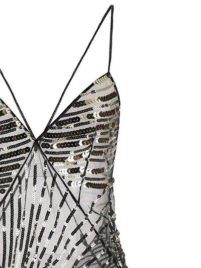 Pucci Long Dress With Sheer Overlay And Sequins In Black