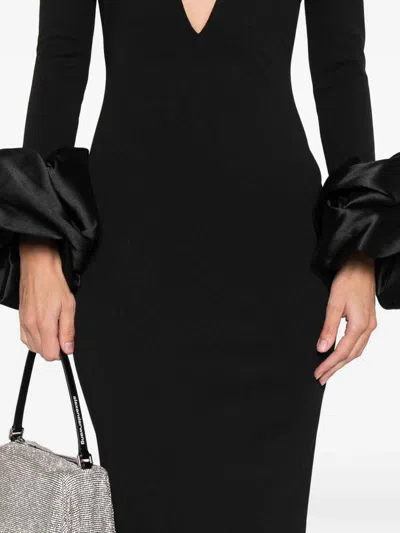 Solace London Valerie Maxi Dress Deep V Neckline In Black