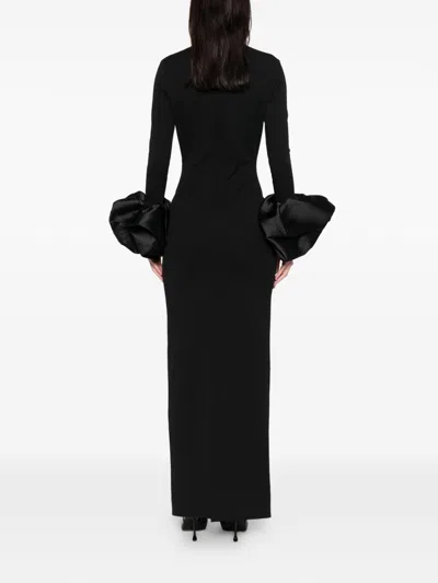 Solace London Valerie Maxi Dress Deep V Neckline In Black