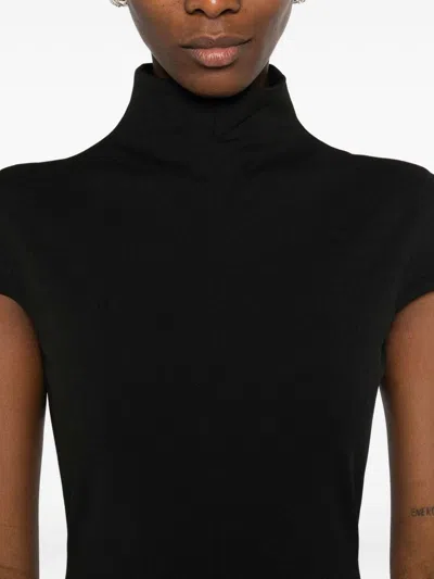 Solace London Maxi Dress High Neck Cap Sleeves Fitted In Black