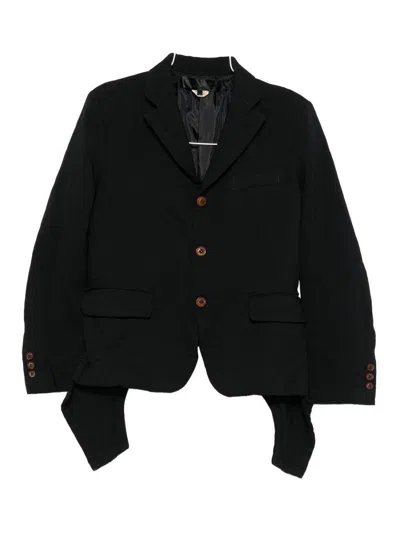 Comme Des Garçons Draped Panel Twill Jacket In Black