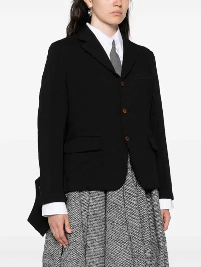Comme Des Garçons Draped Panel Twill Jacket In Black