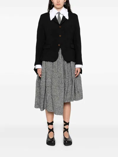 Comme Des Garçons Draped Panel Twill Jacket In Black