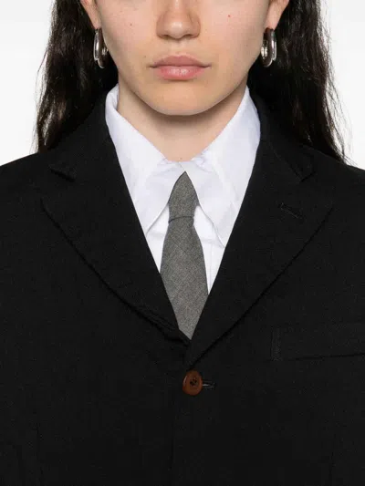 Comme Des Garçons Draped Panel Twill Jacket In Black