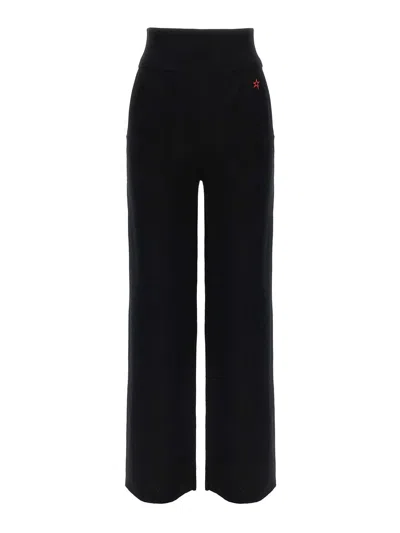 Perfect Moment Womens Black Chalet Wide-leg Knitted Merino-wool Trousers