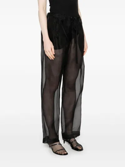 Khaite Trenton Silk-blend Organza Wide-leg Pants In Black