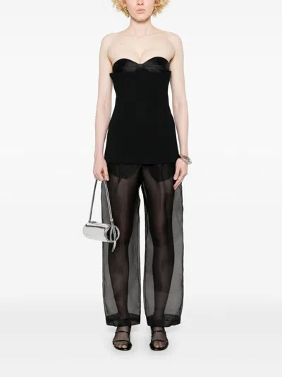 Khaite Trenton Silk-blend Organza Wide-leg Pants In Black