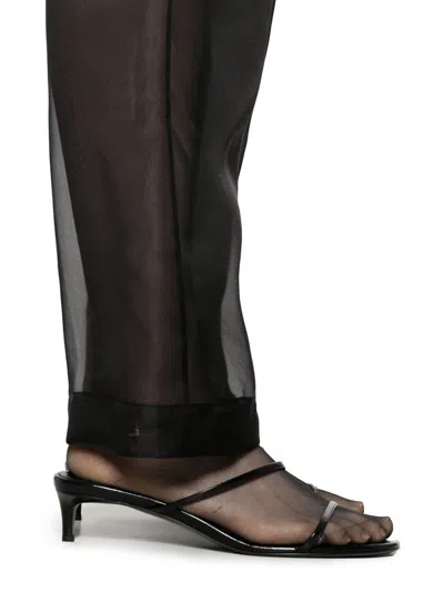 Khaite Trenton Silk-blend Organza Wide-leg Pants In Black
