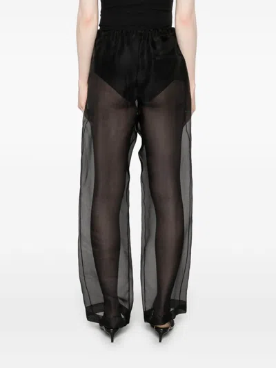 Khaite Trenton Silk-blend Organza Wide-leg Pants In Black