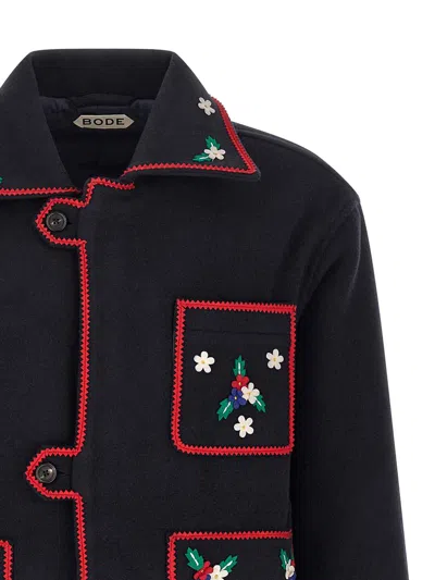Bode Carroll Embroidered Wool Jacket In Blue