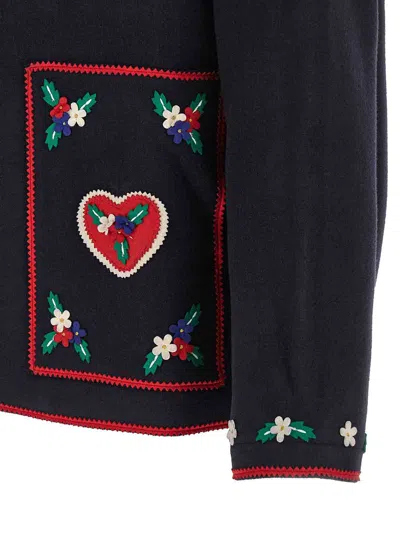 Bode Carroll Embroidered Wool Jacket In Blue