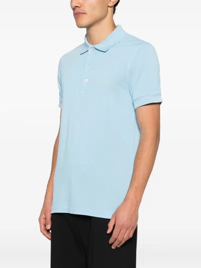 Tom Ford Sky Blue Solid Polo In Multi
