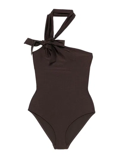 Zimmermann Awaken Asymmetric Halter One-piece Swimsuit In Multi