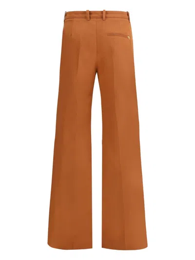 Chloé Pantalone Dalla Gamba Ampia In Cotone Mattone In Brown