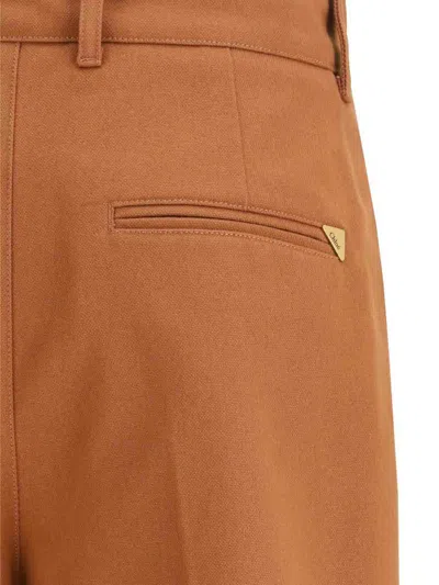 Chloé Pantalone Dalla Gamba Ampia In Cotone Mattone In Brown