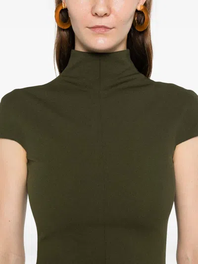 Solace London Maxi Dress Cap Sleeves High Neckline In Green