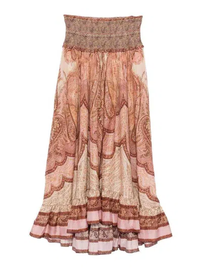 Zimmermann Wanderlust Patterned Silk Maxi Skirt In Red