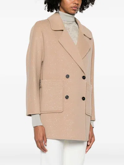 Ermanno Firenze Double-breasted Coat In Nude