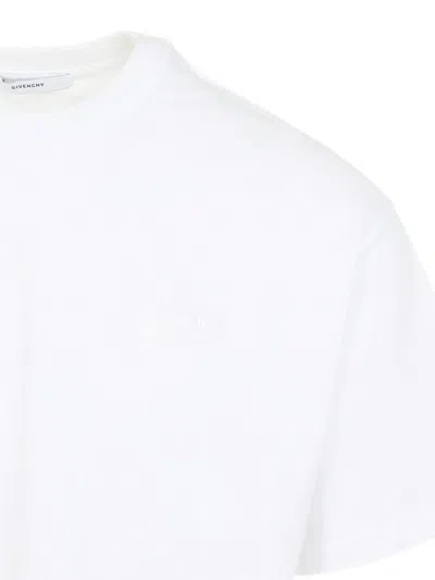 Givenchy Men White Crew Neck T-shirt With Logo On Front And Back In Cotton Man In Multi