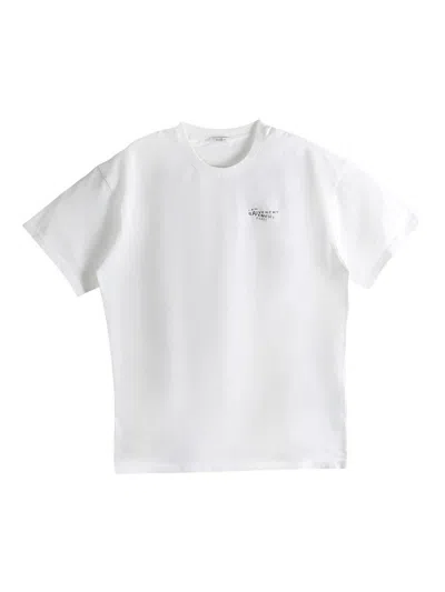 Givenchy Men White Crew Neck T-shirt With Logo On Front And Back In Cotton Man In White