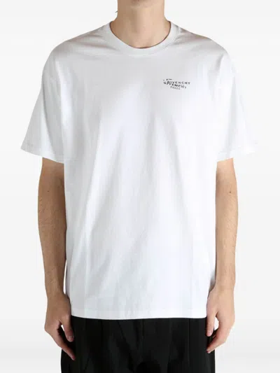 Givenchy Men White Crew Neck T-shirt With Logo On Front And Back In Cotton Man In White