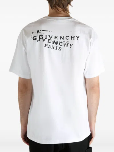 Givenchy Men White Crew Neck T-shirt With Logo On Front And Back In Cotton Man In White