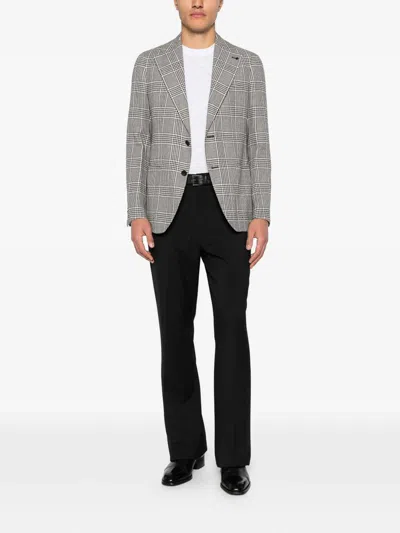 Tom Ford White Crewneck T-shirt With Logo Embroidery On The Front And Perforated Design In Cotton Man In White