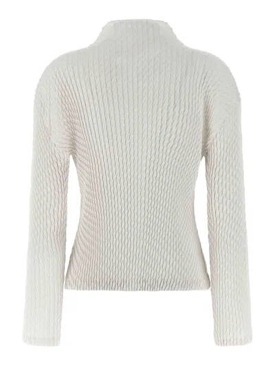 Issey Miyake Sleek Pleats Cardigan In White