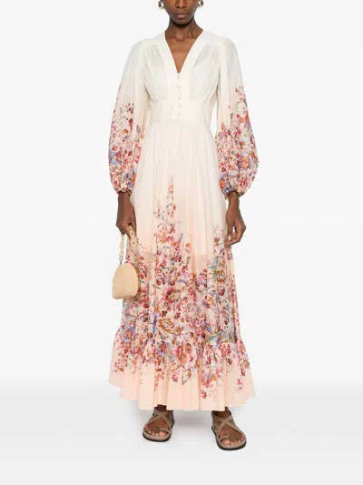 Zimmermann Awaken Plunge Maxi Dress With Separate Slip Clothing In White