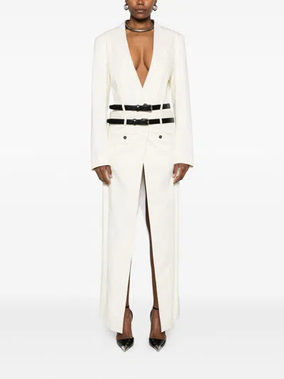 Dsquared2 Belted Double-breasted Coat In White