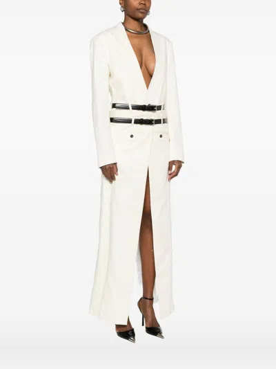 Dsquared2 Belted Double-breasted Coat In White