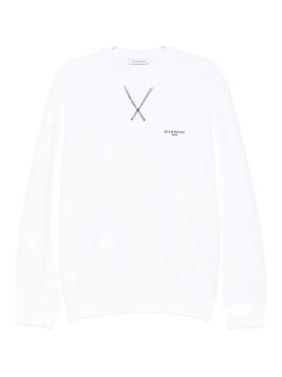 Givenchy White Couture Seam Sweatshirt With Embroidered Logo Men In White