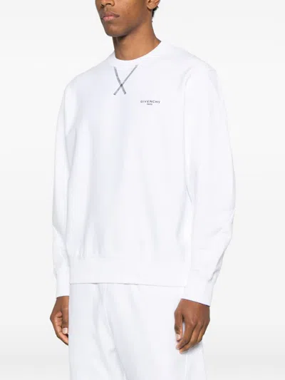 Givenchy White Couture Seam Sweatshirt With Embroidered Logo Men In White
