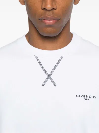 Givenchy White Couture Seam Sweatshirt With Embroidered Logo Men In White