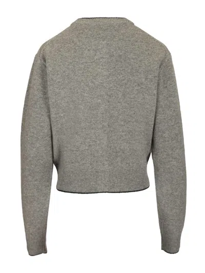 Chloé Wool And Cashmere Cardigan With Logo Knitwear Grey In Gray
