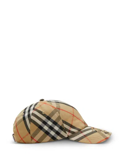 Burberry Equestrian Knight Patch Check Baseball Cap In Brown