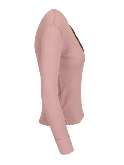Chloé Fitted Henley Cotton Jersey Shirt Clothing In Pink
