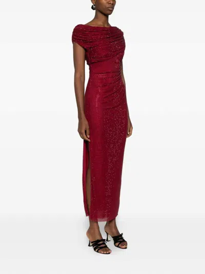 Self-portrait Draped Midi Dress In Red