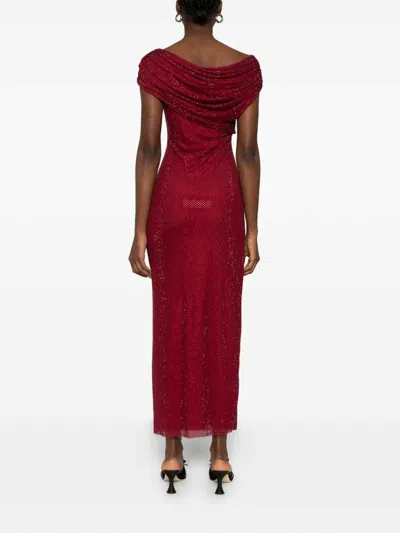 Self-portrait Draped Midi Dress In Red